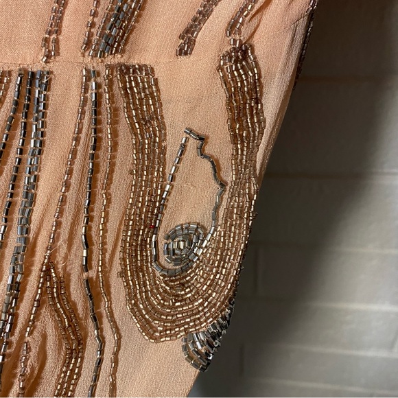 Free People Romper Plunge Beaded Pink Sparkle Women’s 6 Short Mini Dress Unique - Picture 6 of 16